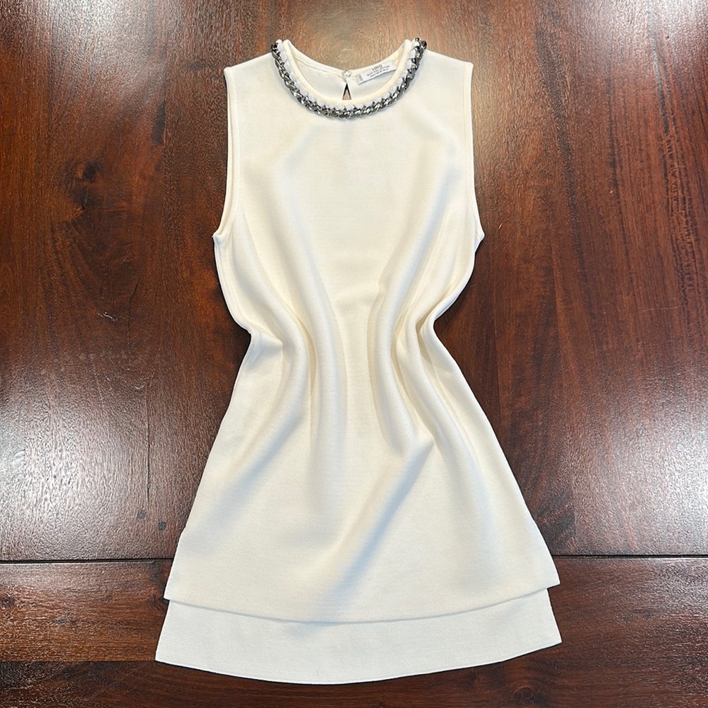 MANGO off white tunic with chain detail